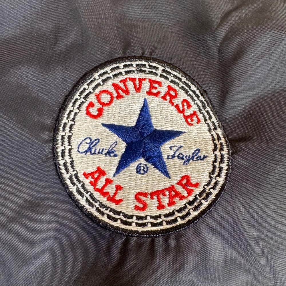 Vintage Converse All Star Windbreaker Nylon Jacket Mens L Black - Picture 8 of 9